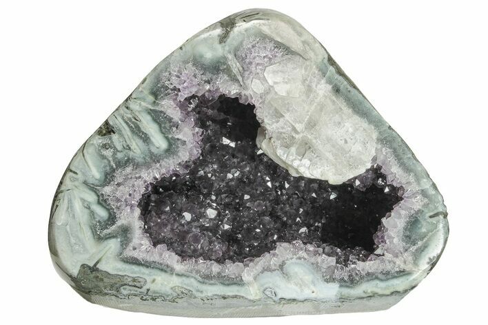 11" Purple Amethyst Geode With Polished Face - Uruguay